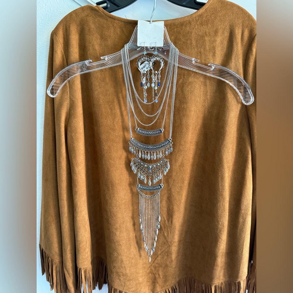 Free people set. Necklace & earrings. NWT Layered Silver Statement Necklace